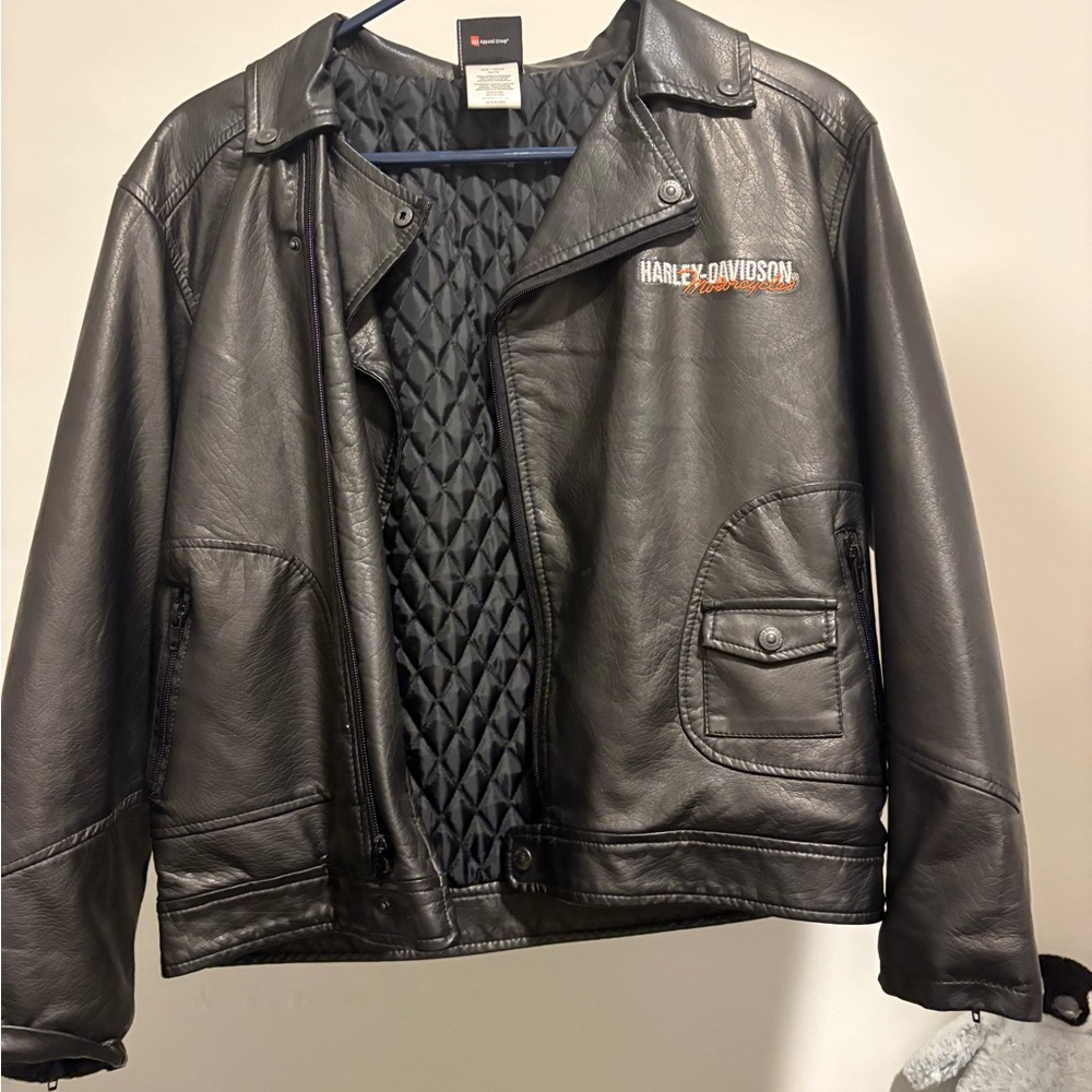 Harley-Davidson Little Boys' Upwing Eagle Biker Pleather Jacket Black